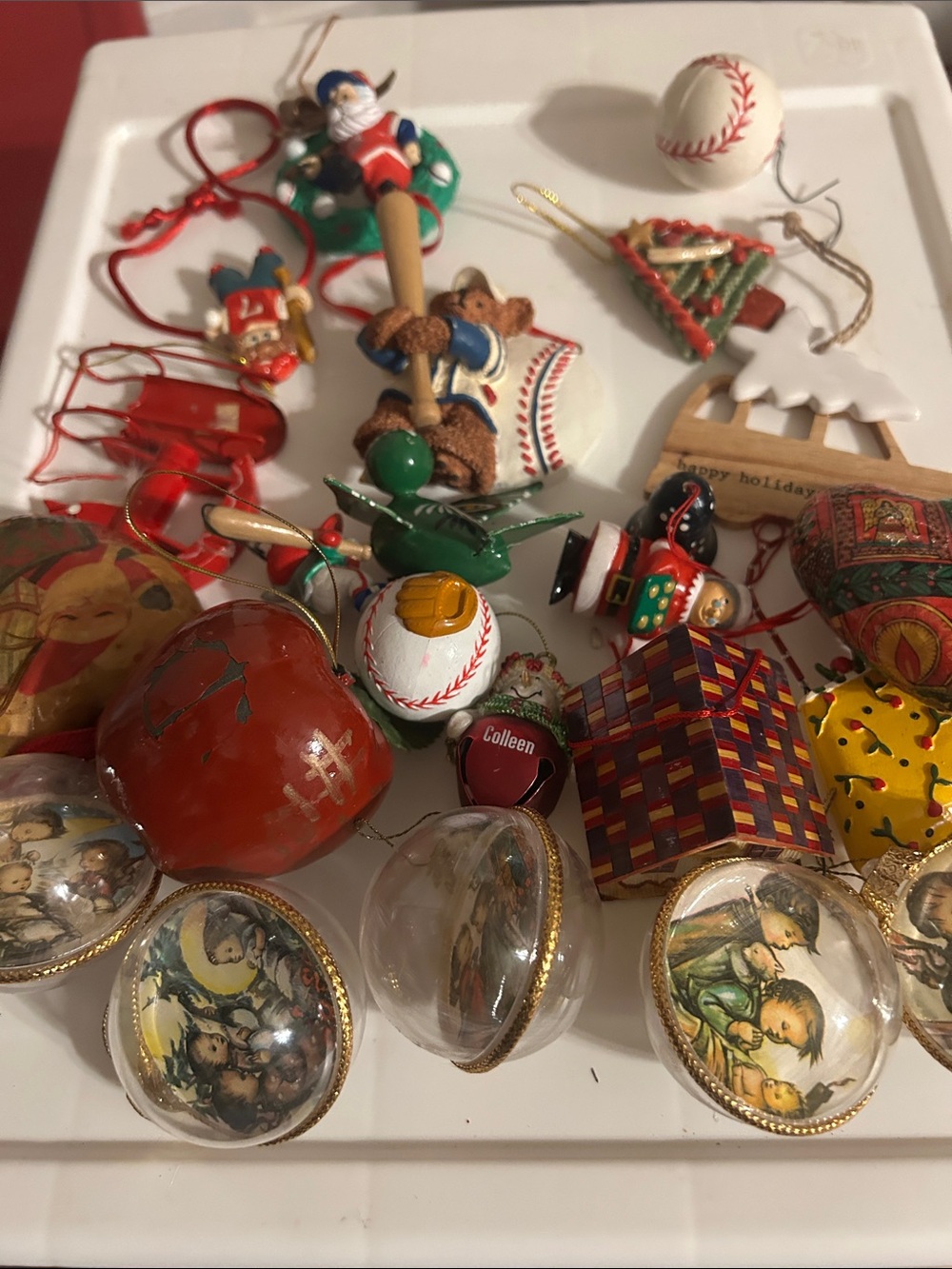 Assorted Kids Holiday Toy Ornaments - Red, Green, White set of 24